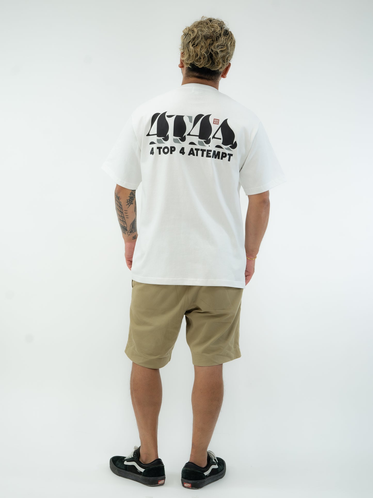 4T4A×MHAK Logo Tee / White×Black